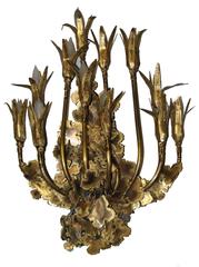 Brutalist Wall Sconce 12 Light Wall Sconce "Lotus" by Tom Greene