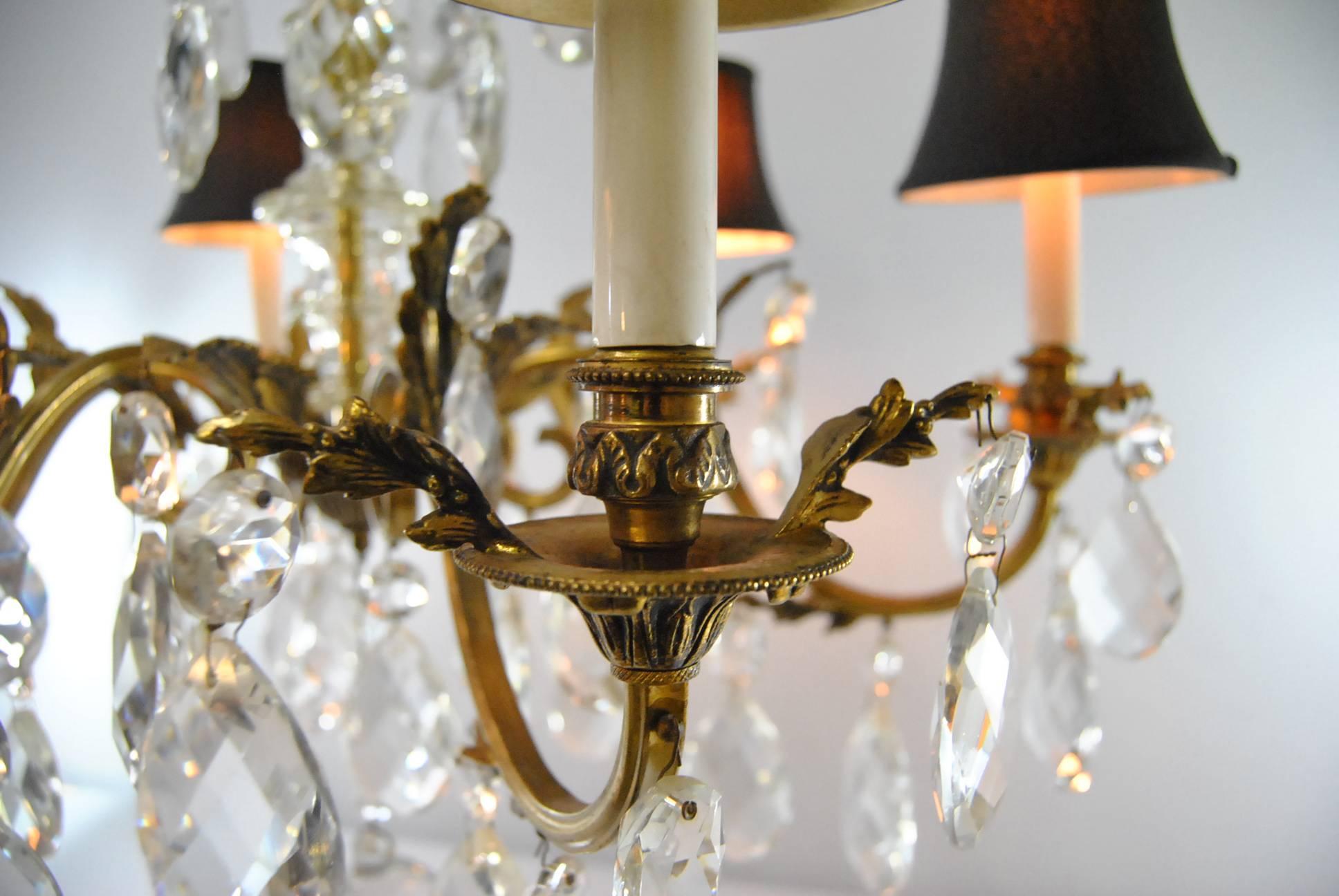 French Bronze Crystal Chandelier with Six Arms 1