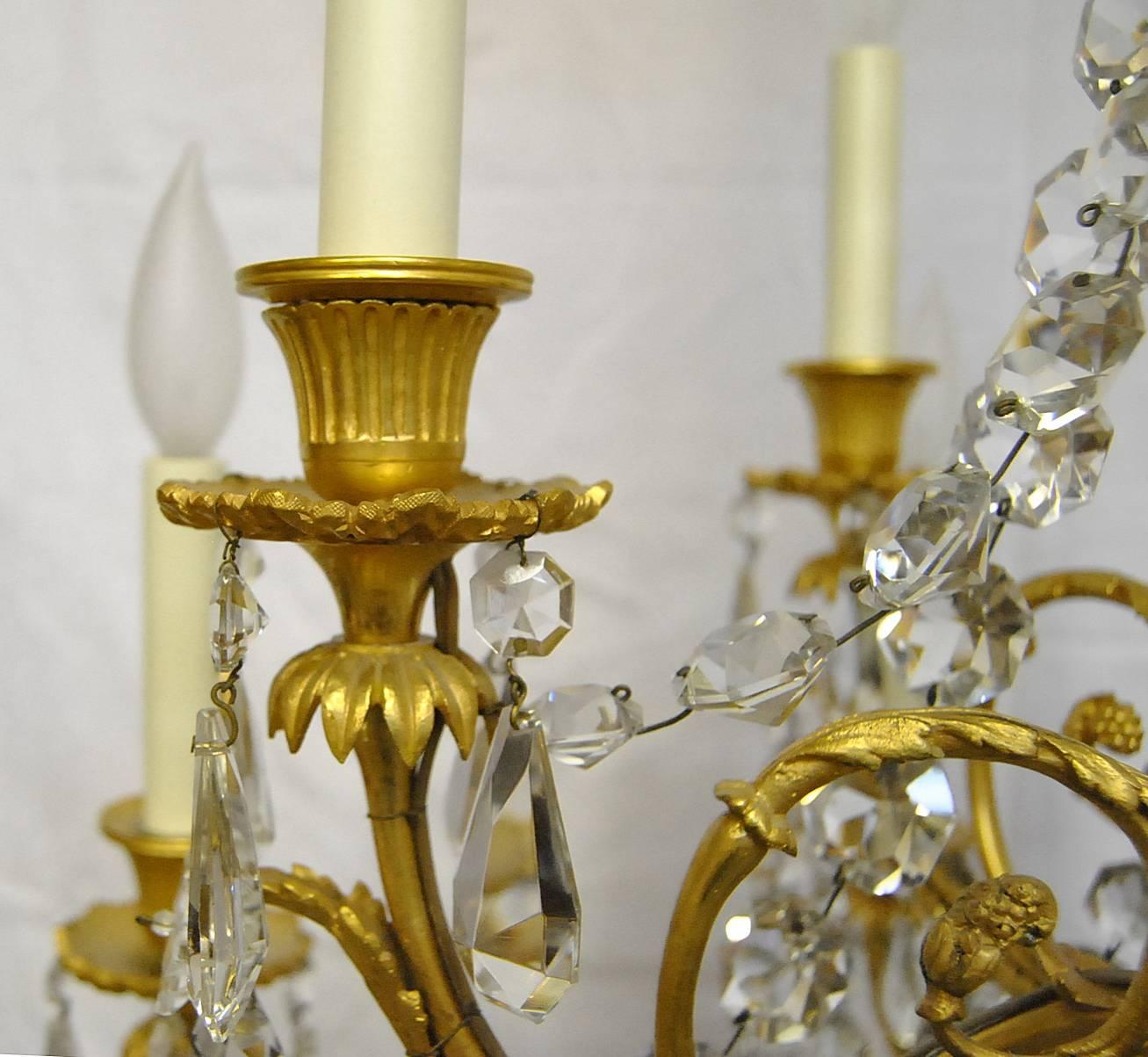 Lustre Empire français à 12 bras en cristal et bronze doré en vente 2