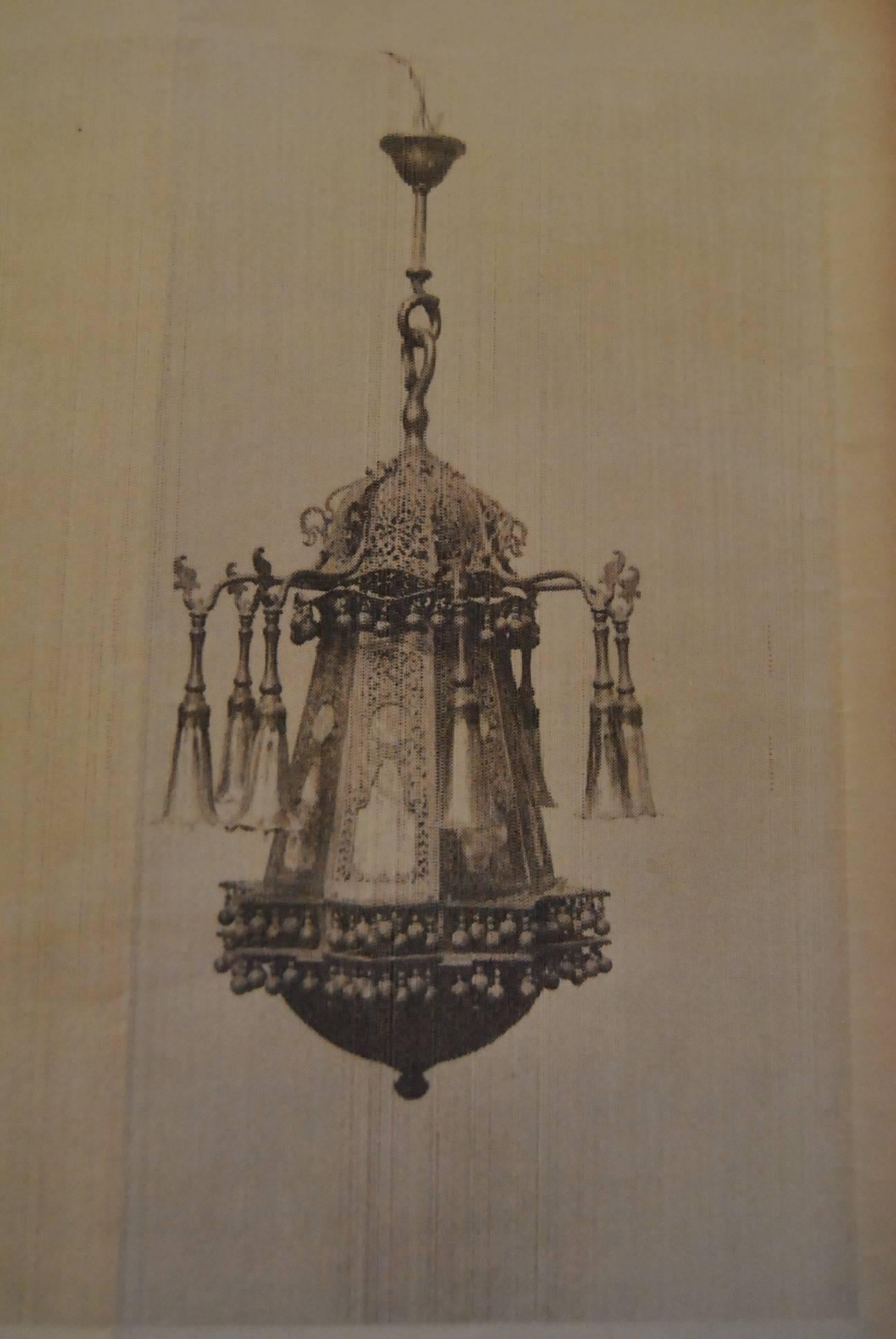 Moorish Style Lantern Chandelier with Glass Inserts by Tiffany 6