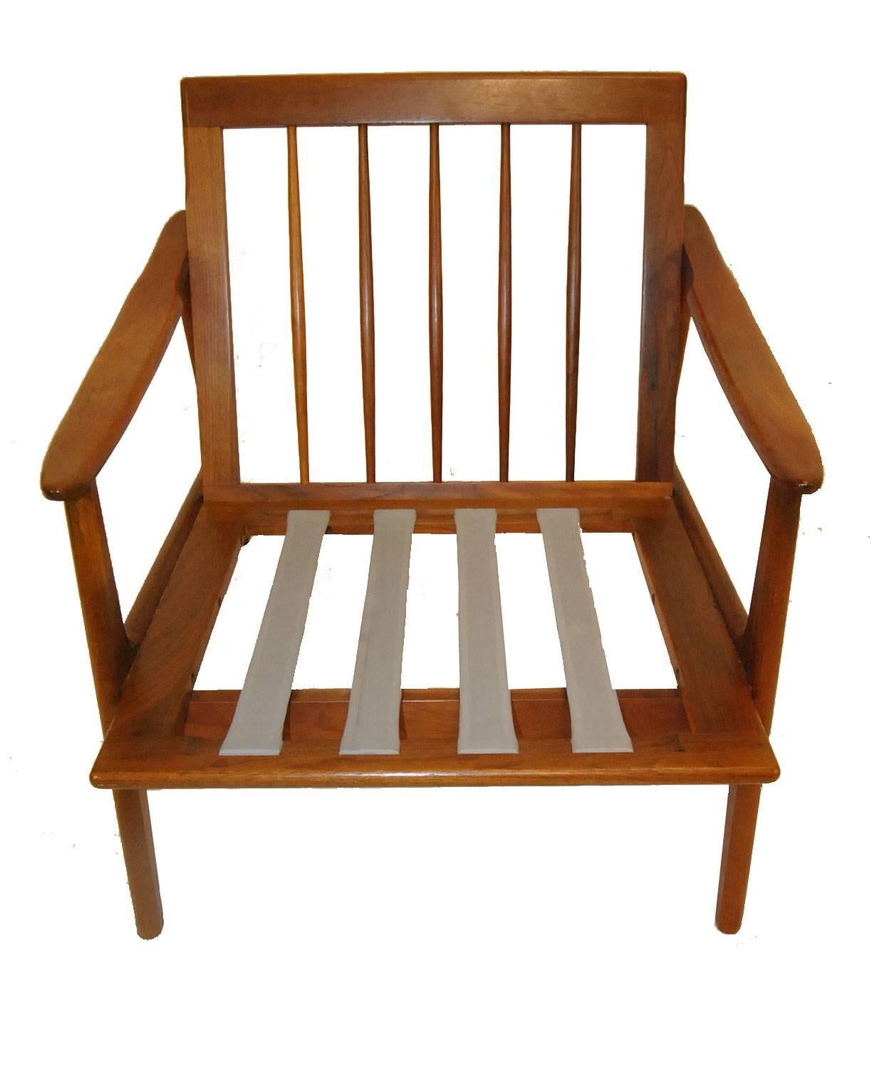 20th Century Pair of Hans Wegner Style Danish Teak Arm Chairs with Fagas Straps