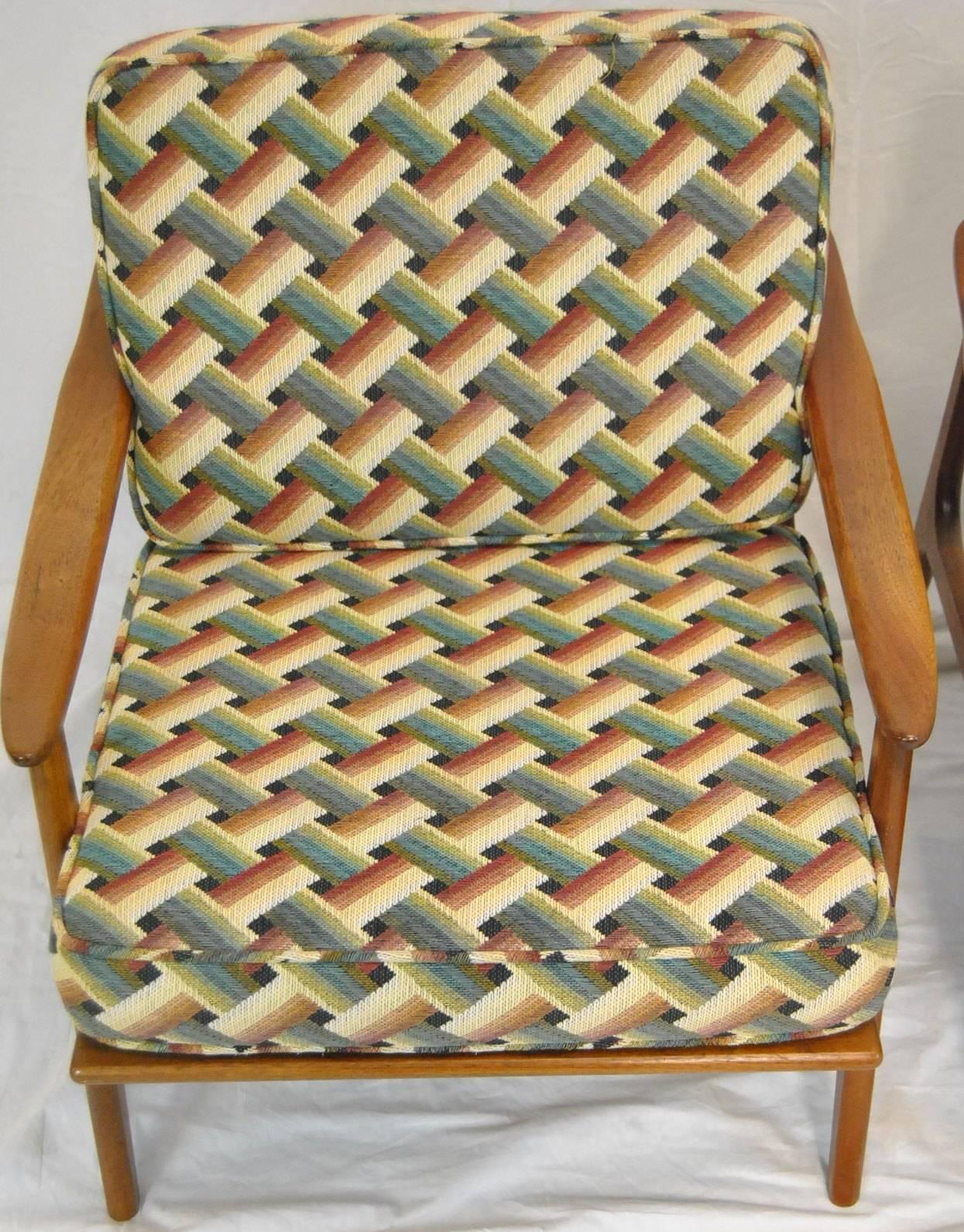 Pair of Hans Wegner Style Danish Teak Arm Chairs with Fagas Straps In Good Condition In Toledo, OH