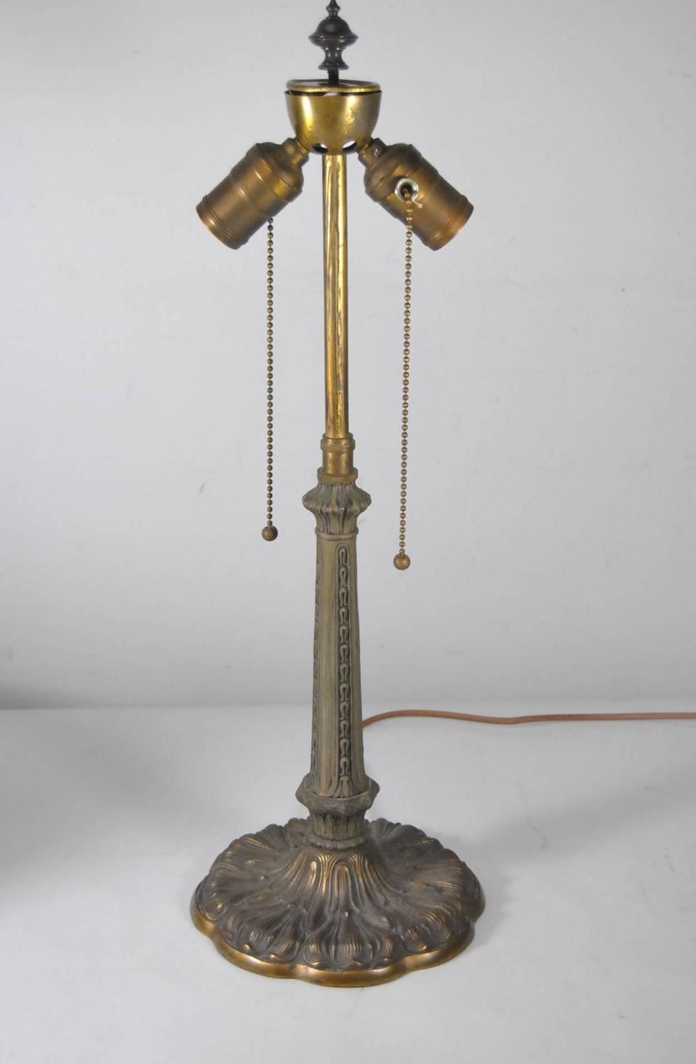 Slag Glass Bent Panel Table Lamp by Miller Lamp Company at 1stdibs