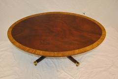 Georgian Style Oval Mahogany Banded Top Coffee Table by Kindel