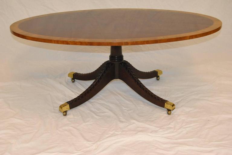 Style Oval Mahogany Banded Top Coffee Table by Kindel at 1stDibs mahogany oval coffee