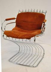 Mid-Century Set of Six Chrome Wire Chairs by Gastone Rinaldi for RIMA of Italy