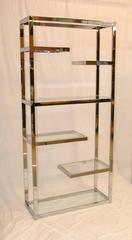 Pair of Mid-Century Chrome and Glass Etageres with Step Design by Milo Baughman
