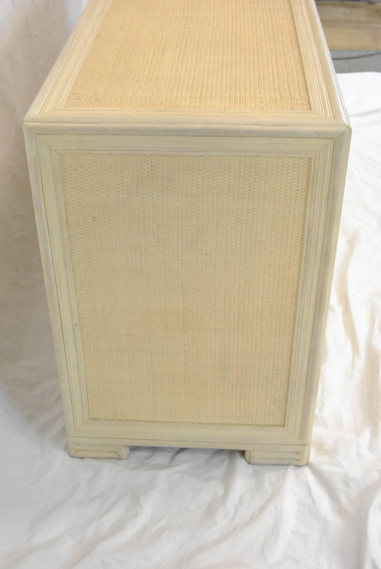 North American Ficks Reed Eight-Drawer Chest Caning Top, Sides and Front Whitewashed Frame