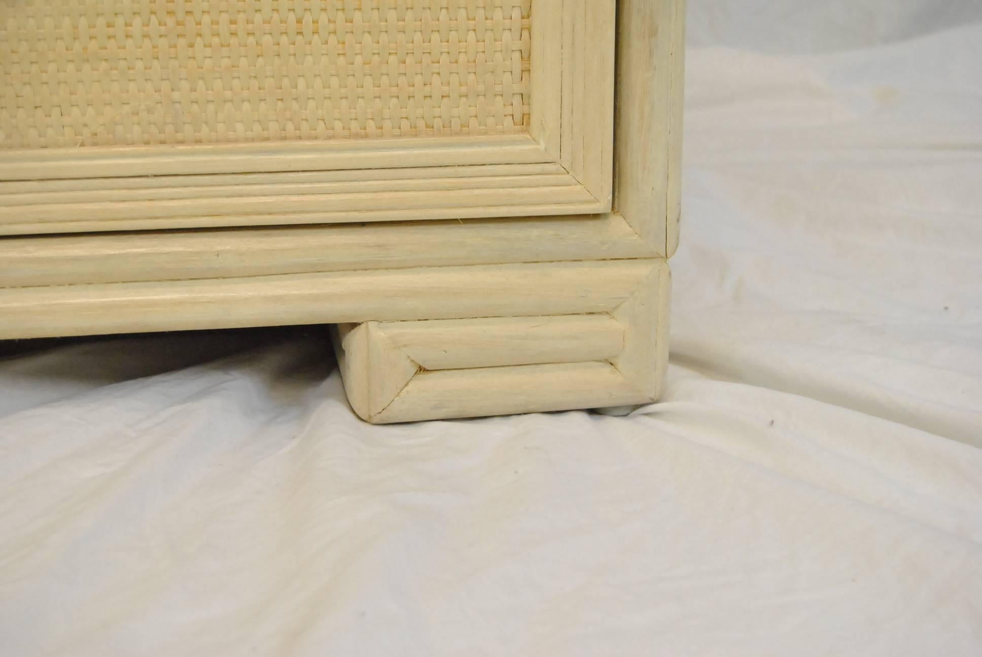 Late 20th Century Ficks Reed Eight-Drawer Chest Caning Top, Sides and Front Whitewashed Frame