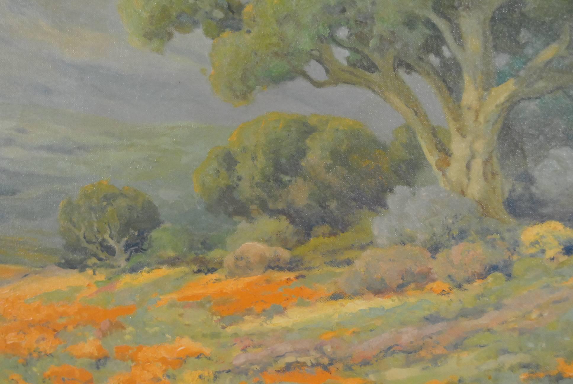 Other Poppies Oil on Canvas Hillside Near Bakersfield, CA by Angel Espoy