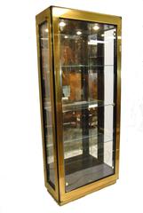 Modern Black Lacquer and Glass Curio Display Cabinet by Mastercraft Furniture