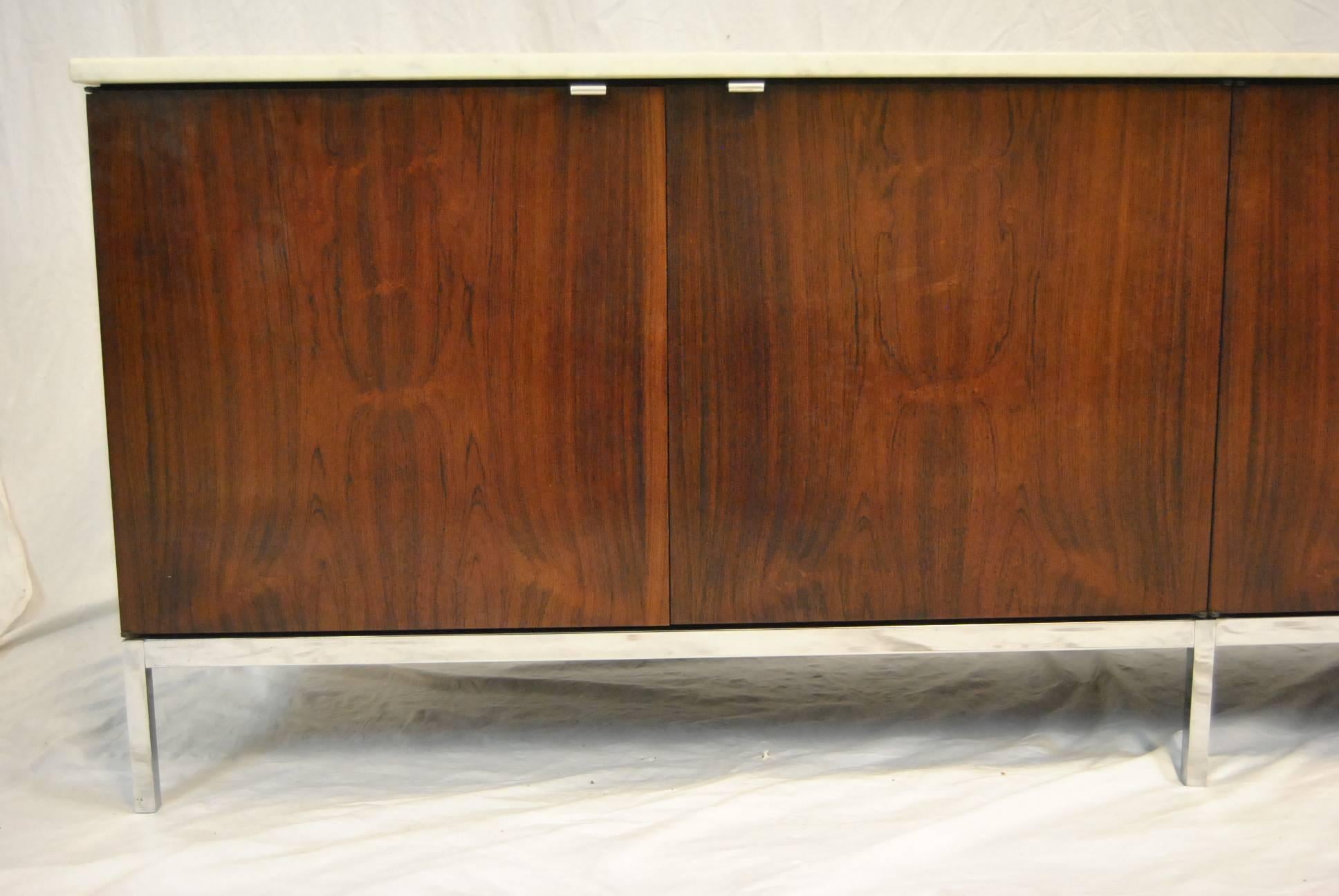 Florence Knoll Rosewood Marble-Top Credenza In Good Condition In Toledo, OH