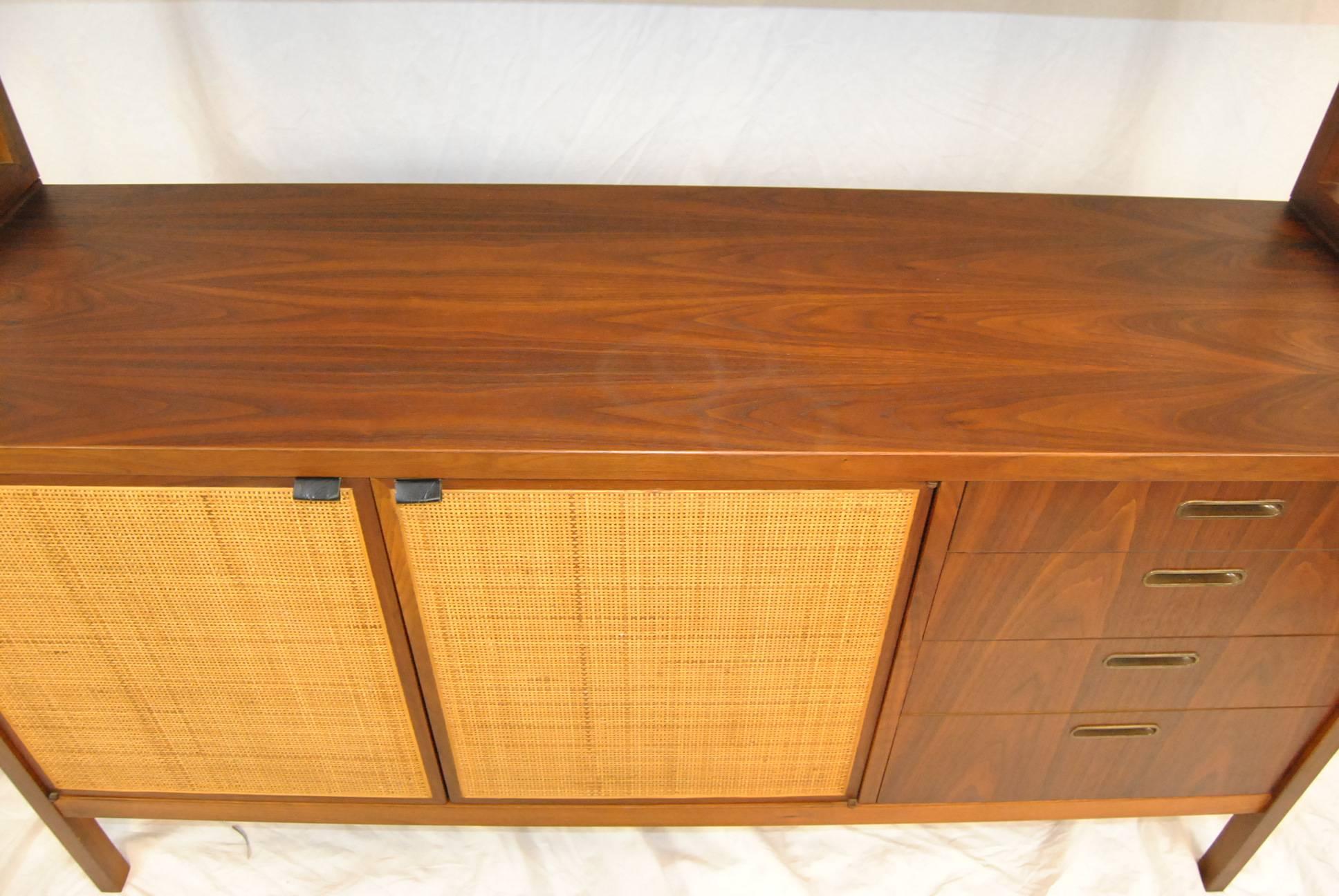 Mid-Century Danish Modern Rosewood China Cabinet with Cane Door Fronts In Good Condition In Toledo, OH