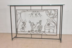 Mesa consola «Blue Moon» de Barrett DeBusk, de alambre y cristal