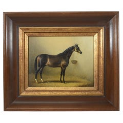Thoroughbred Bay Horse Painting On Board, 19th Century