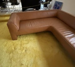 Tan Leather Sofa "Omnibus" Circa 1970's