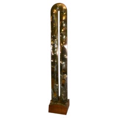 Bronze And Walnut Brutalist Sculpture 100" Tall