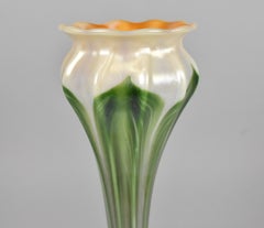 Tiffany Studios Art Glass Pulled Feather Vase, 9.75" Tall