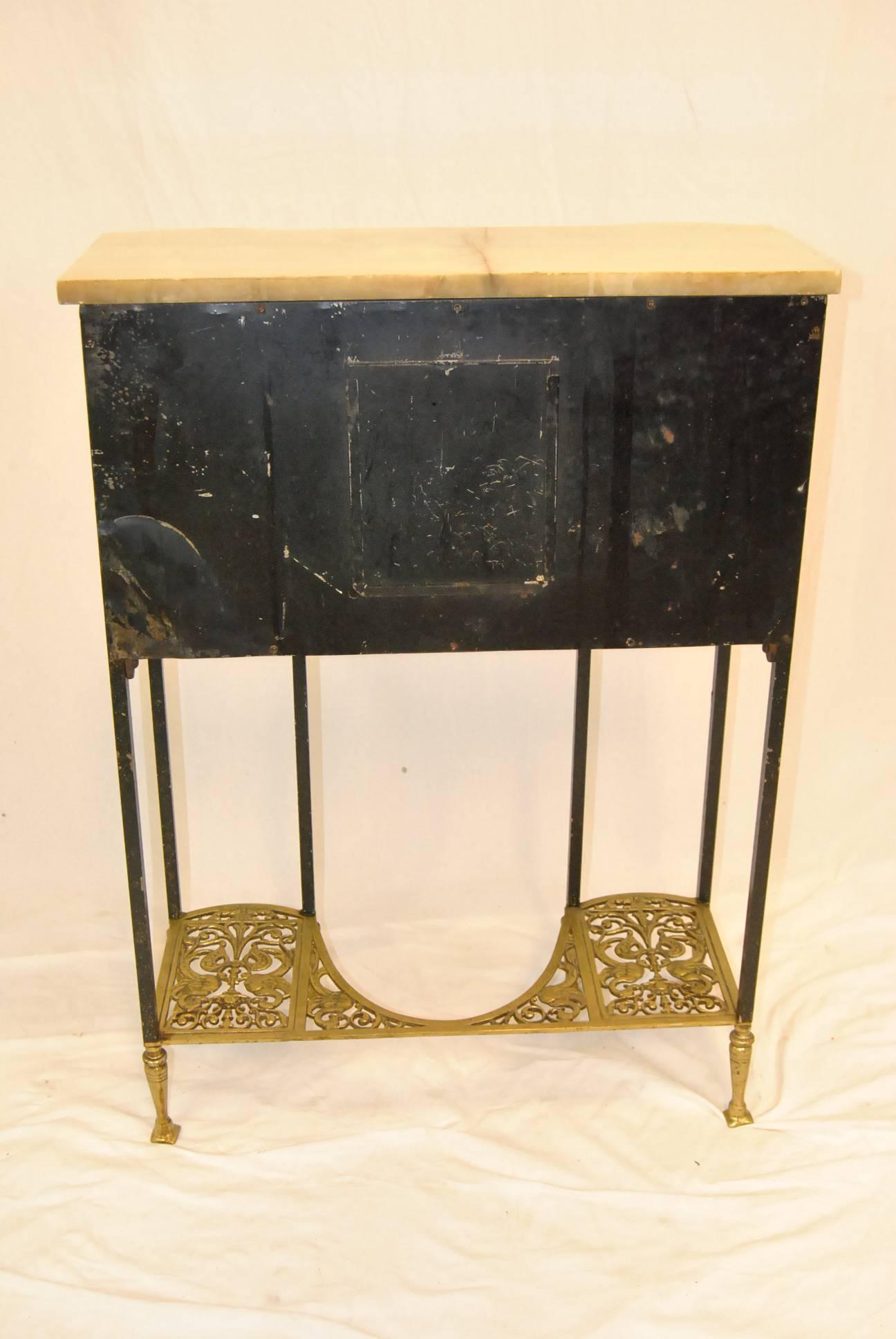 Bronze and Iron Telephone Stand with Marble Top in the Style of Oscar Bach c1920 3