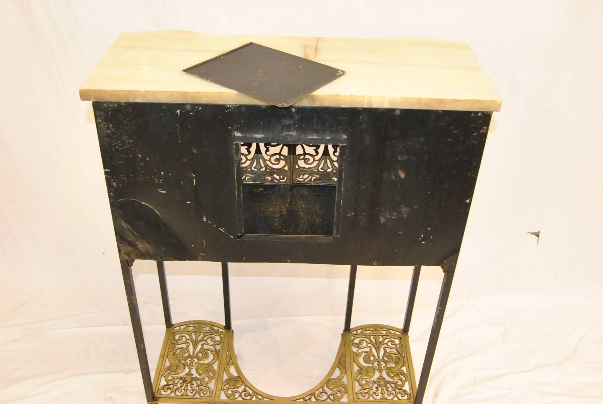 Bronze and Iron Telephone Stand with Marble Top in the Style of Oscar Bach c1920 4