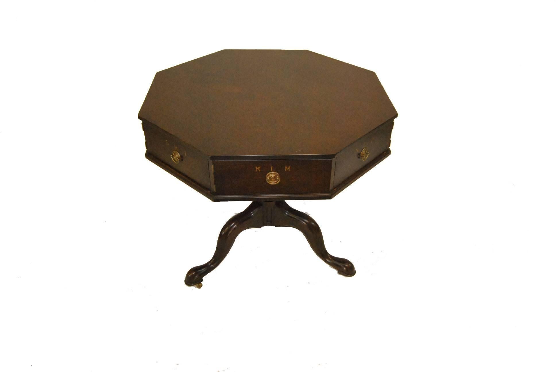 A beautiful mahogany rent table by Kittinger. This table is part of the Jefferson collection that was authorized by the Thomas Jefferson Memorial Foundation. It is a reproduction of the original table which was used by Thomas Jefferson and is