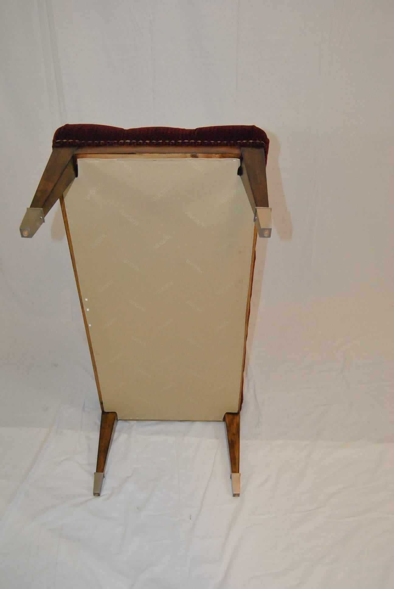 20th Century Upholstered Burgundy Mohair Nailhead Trim Bench by Swaim