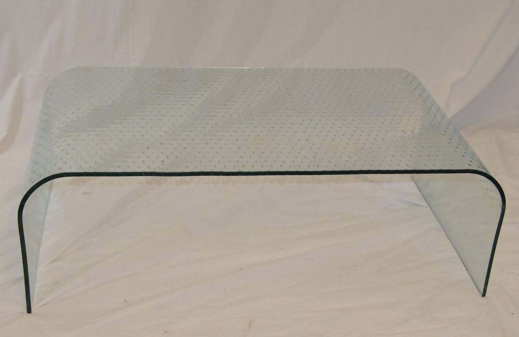 20th Century Waterfall Style Plate Glass Coffee Table