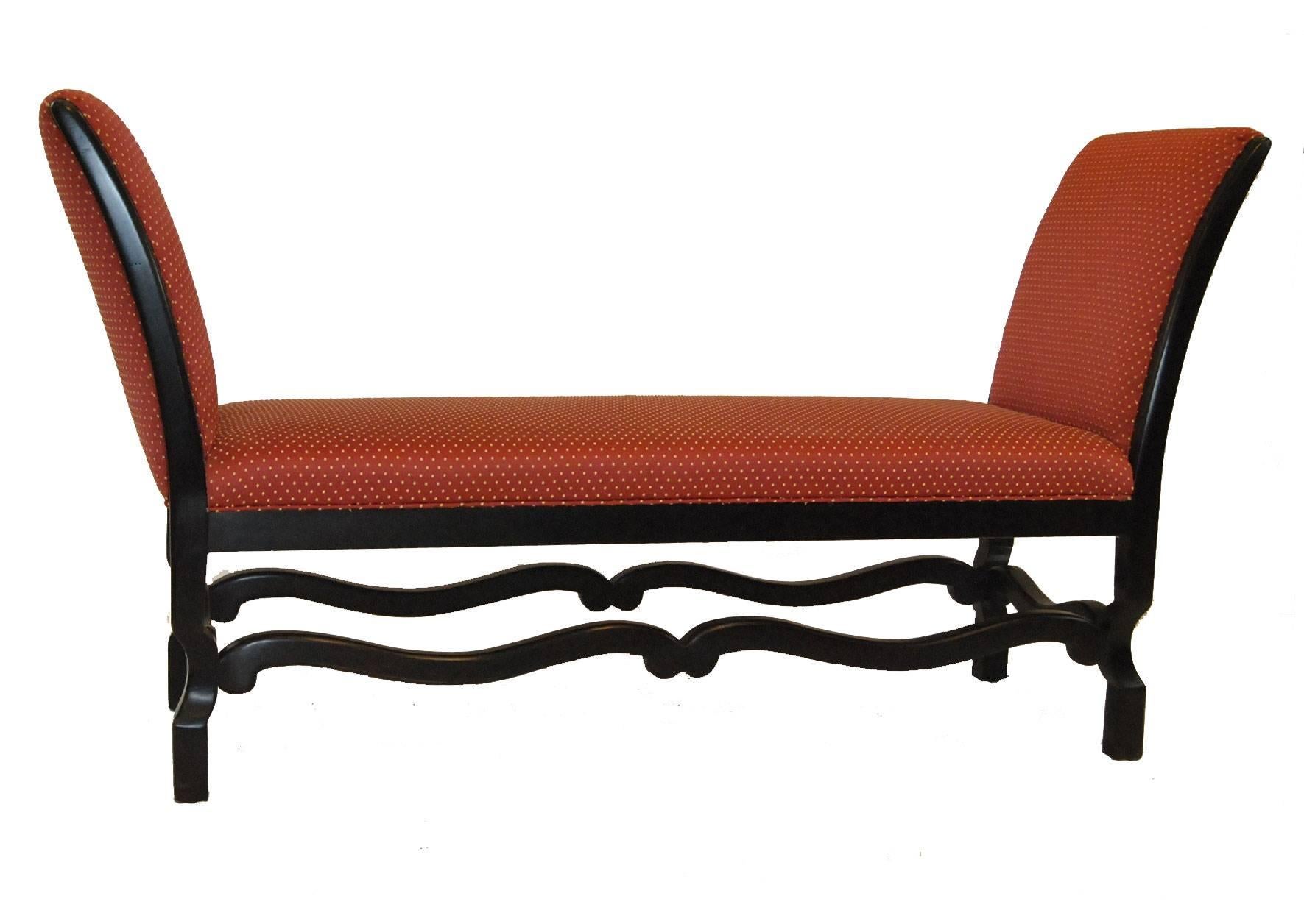 Contemporary Bench/Small Chaise with Flared Arms by Swaim In Good Condition For Sale In Toledo, OH