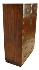 Tall Mahogany Gentlemen's Chest with Asian Campaign Styling by Henredon