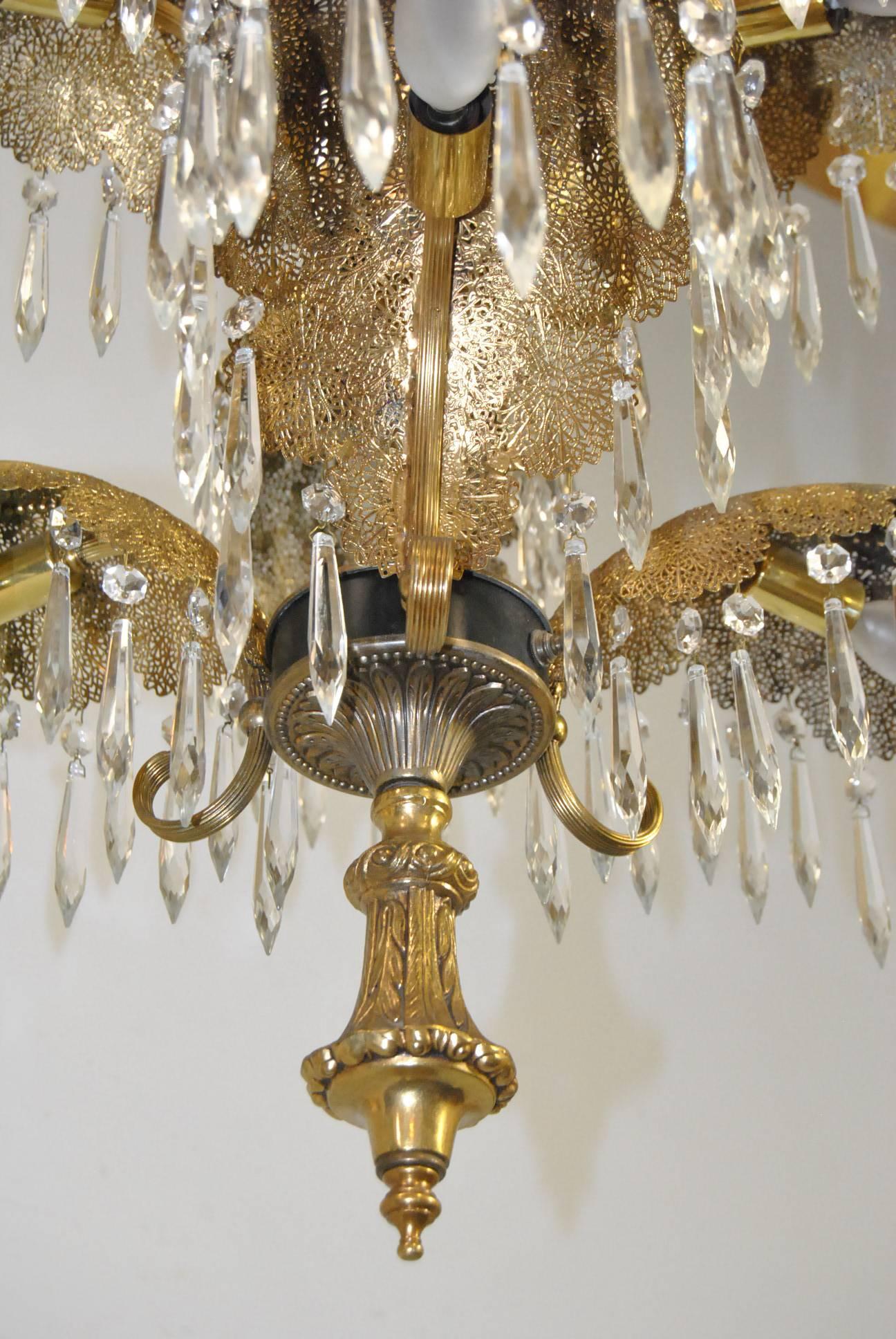 brass palm chandelier