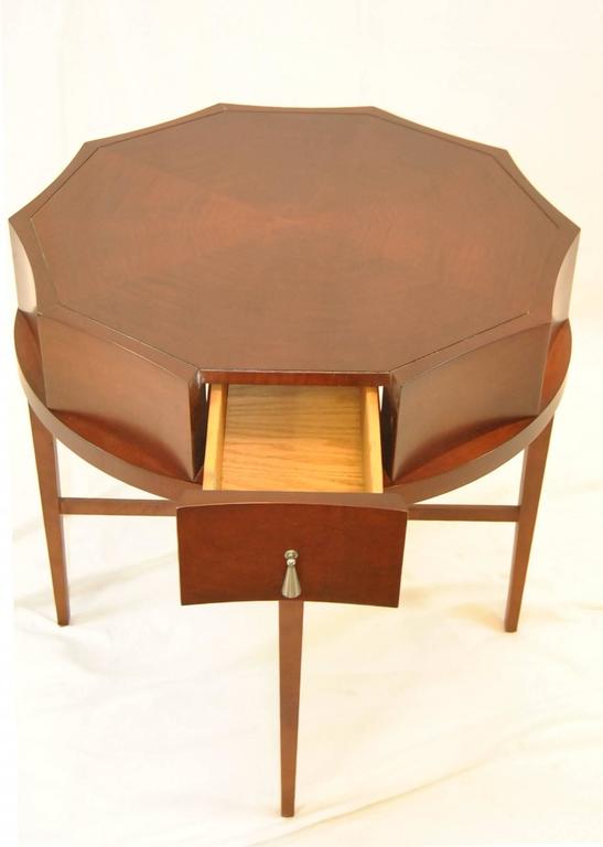 Round Mahogany Scalloped Edge Side Table by Baker Furniture at 1stDibs