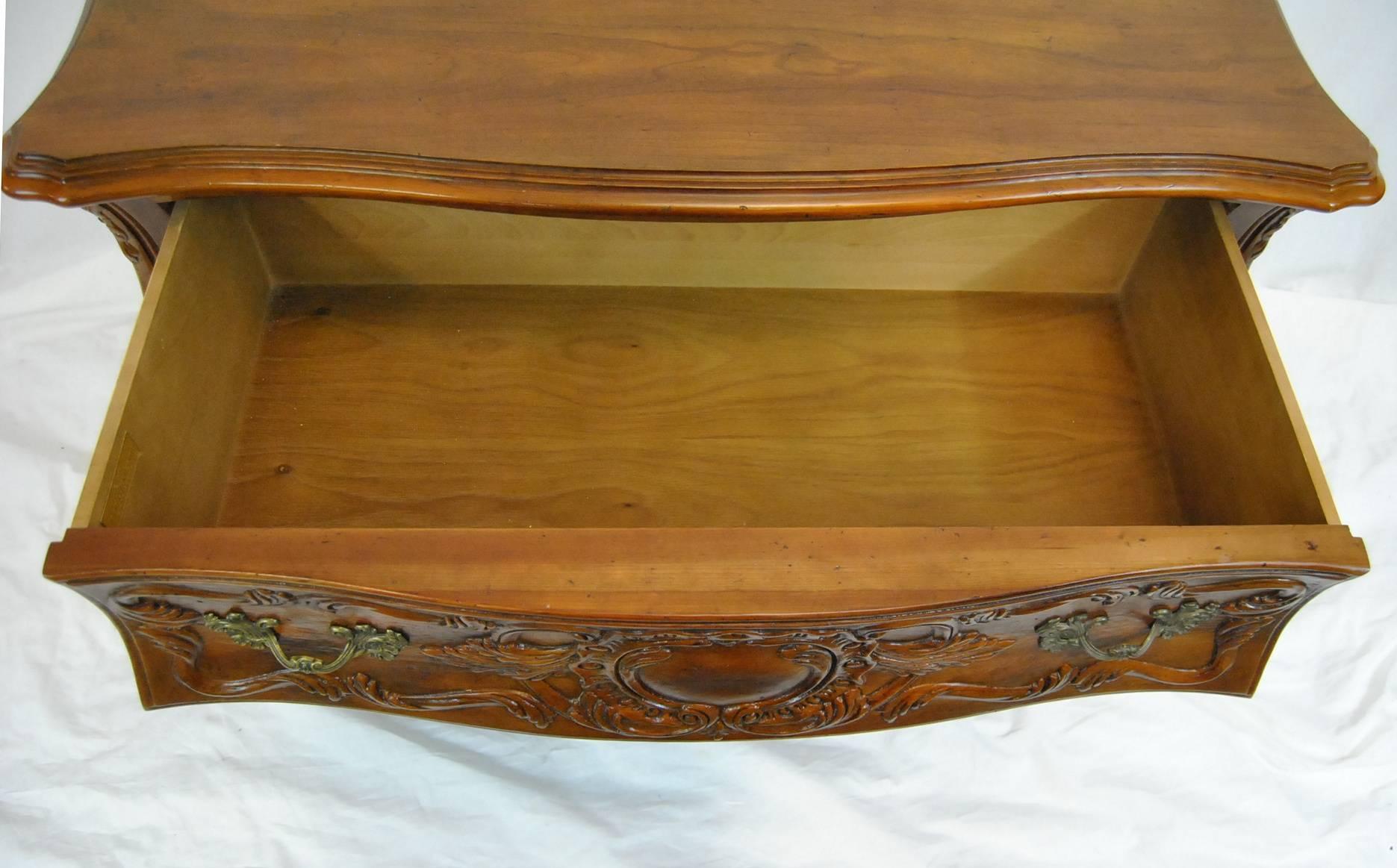 French Walnut Two-Drawer Bombe Style Commode Chest by John Widdicomb 3