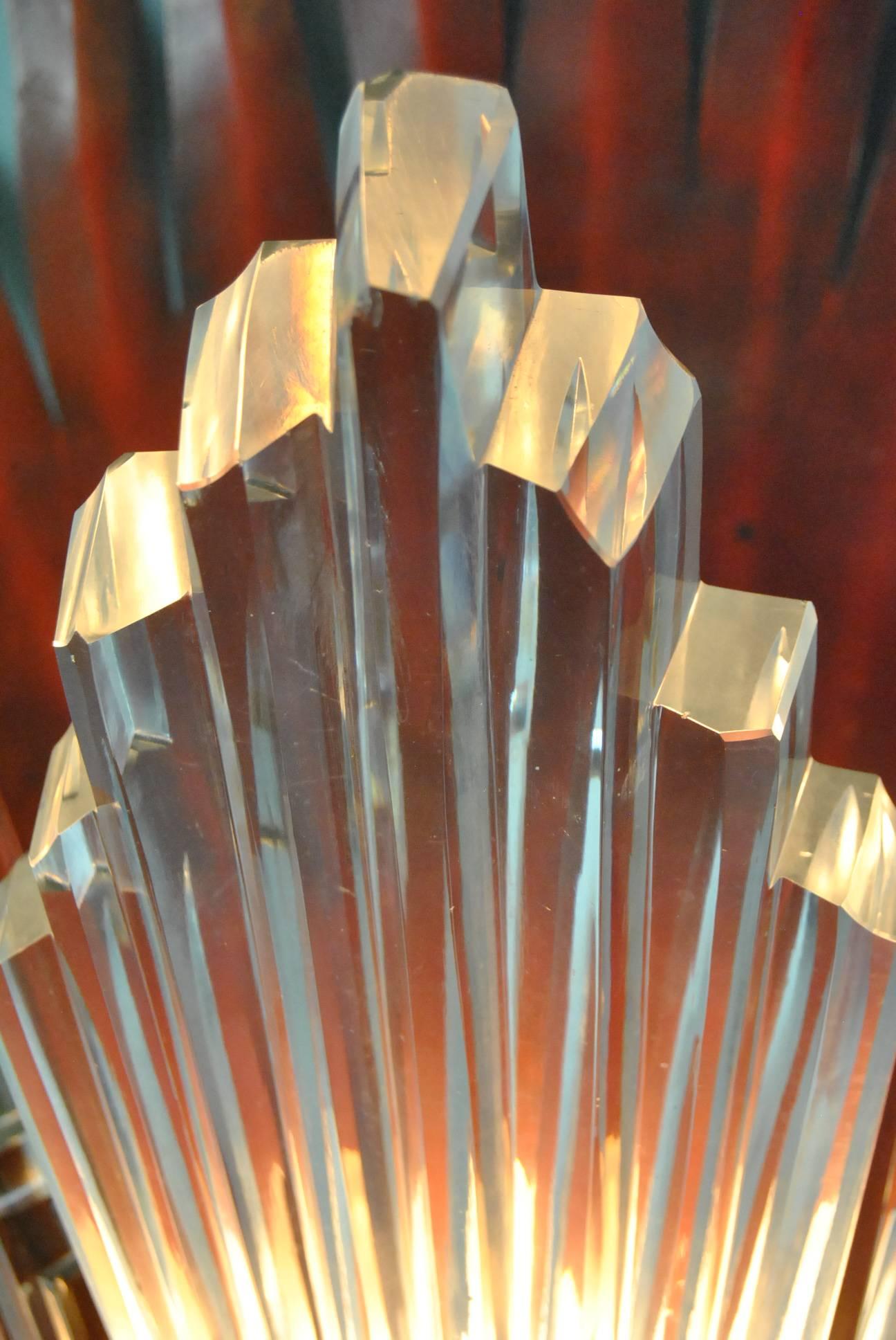 French Art Deco Sun and Stars Motiff Brass Theatre Wall Sconce 2