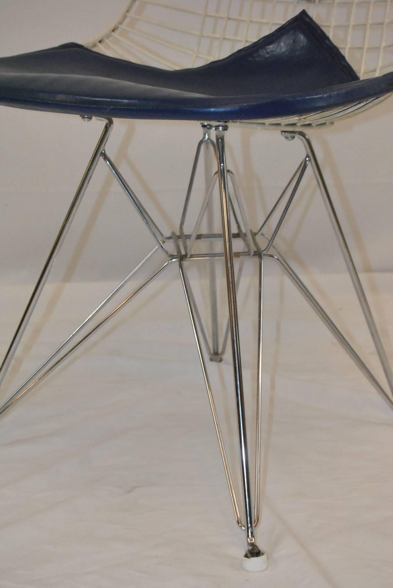 20th Century Set of Six Herman Miller Dark Blue Wire Bikini Chairs