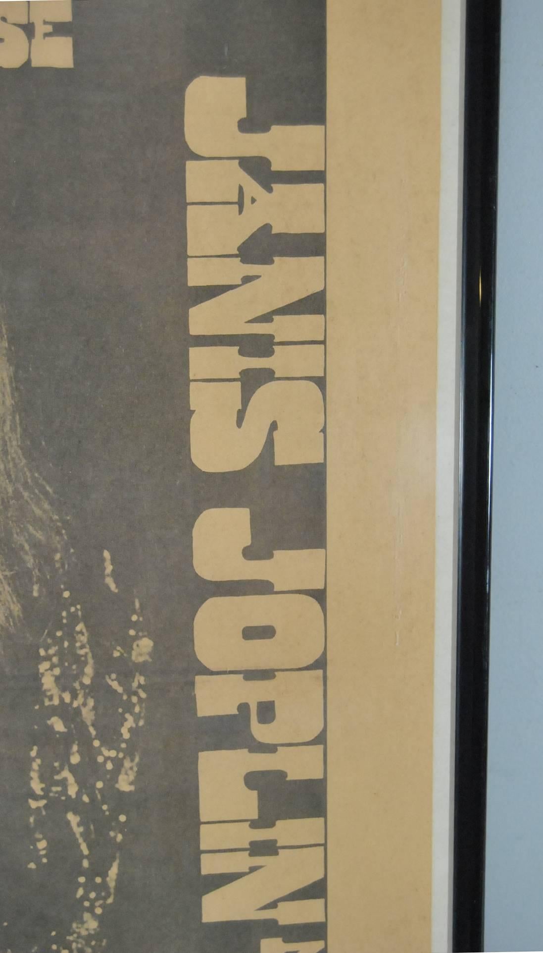 Mid-Century Modern Janis Joplin Framed 1969 Concert Advertisement for University of Toledo