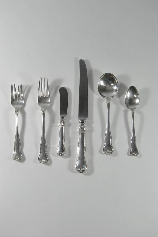 Tiffany and Co. Sterling Silver Flatware Set Provence 80Piece Service for 12 For Sale at 1stDibs