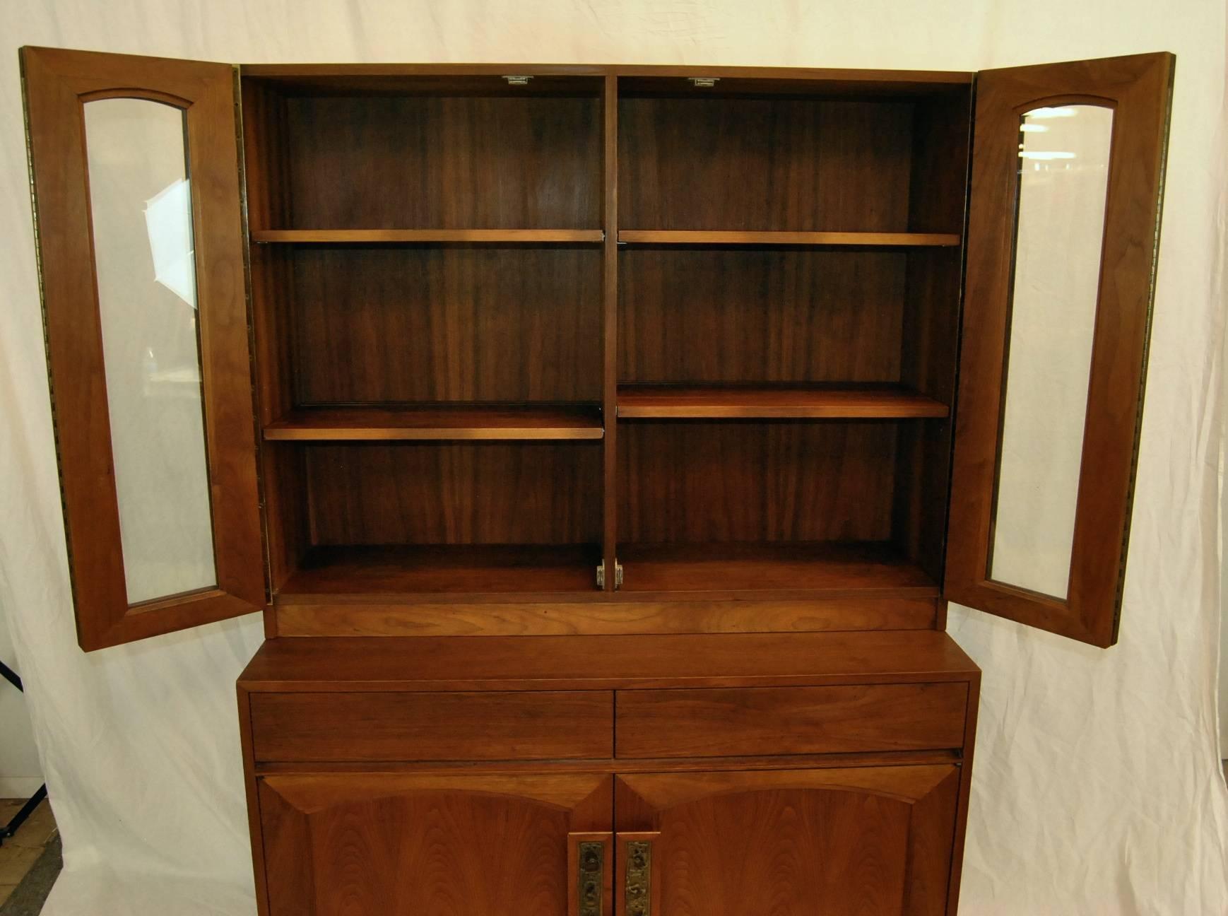 20th Century Two-Piece Teak China Cabinet Designed by John Keal for Brown Saltman
