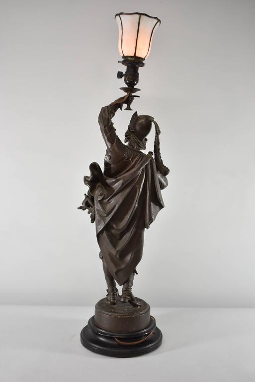 Antique French Musketeer Newel Post Lamp by Philippe Poitevin "La Sante du Roy" For Sale at 1stdibs