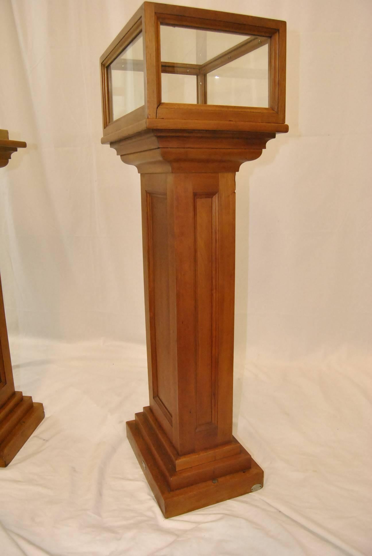 Pair of Solid Cherry Museum Display Pedestals 2