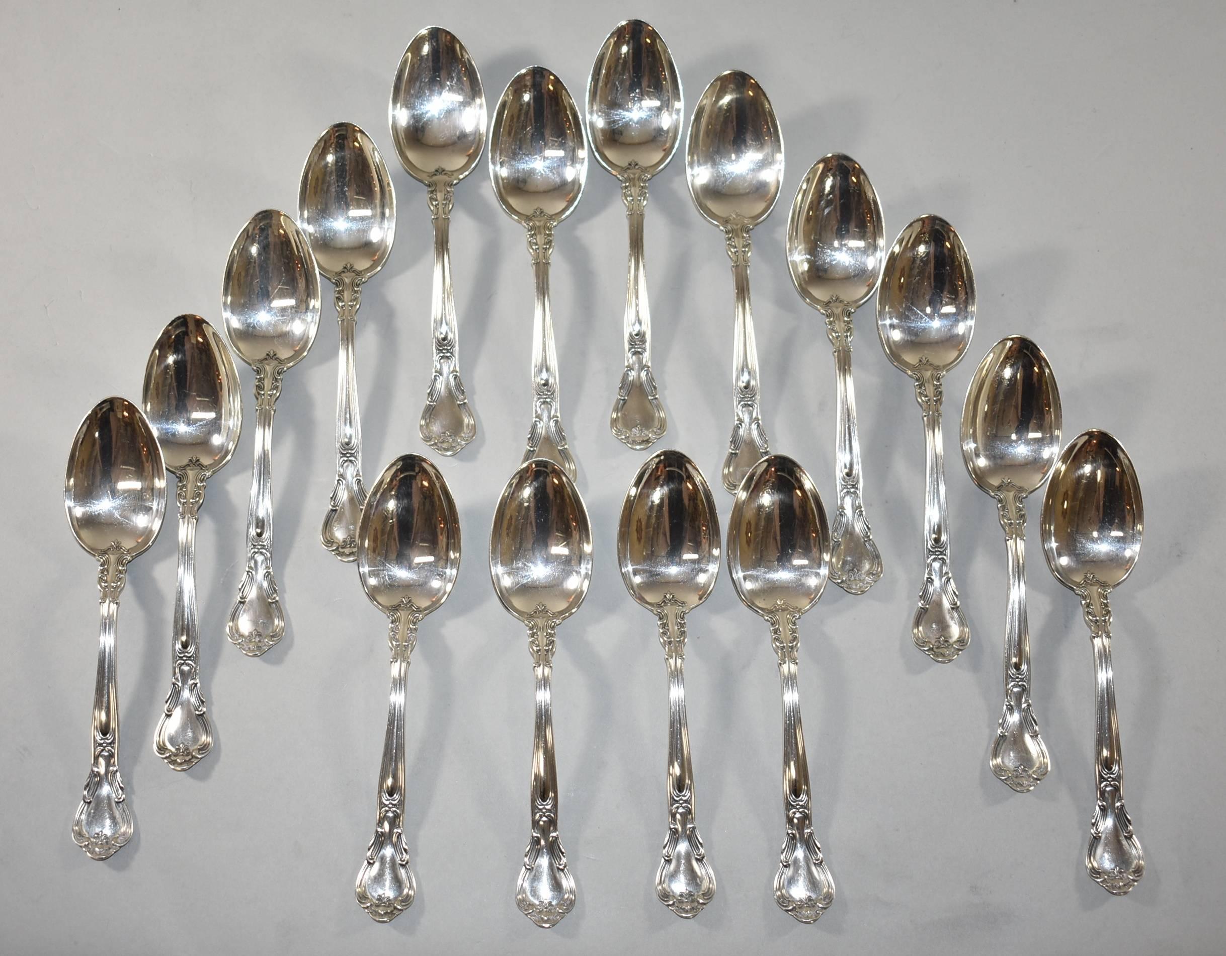 20th Century Gorham Chantilly Pattern 73 Piece Sterling Silver Flatware