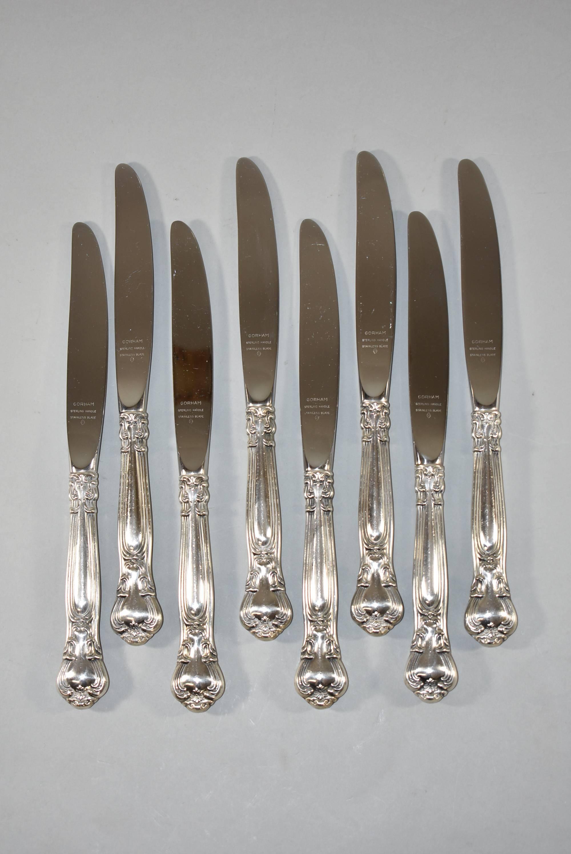 Gorham Chantilly Pattern 73 Piece Sterling Silver Flatware In Good Condition In Toledo, OH
