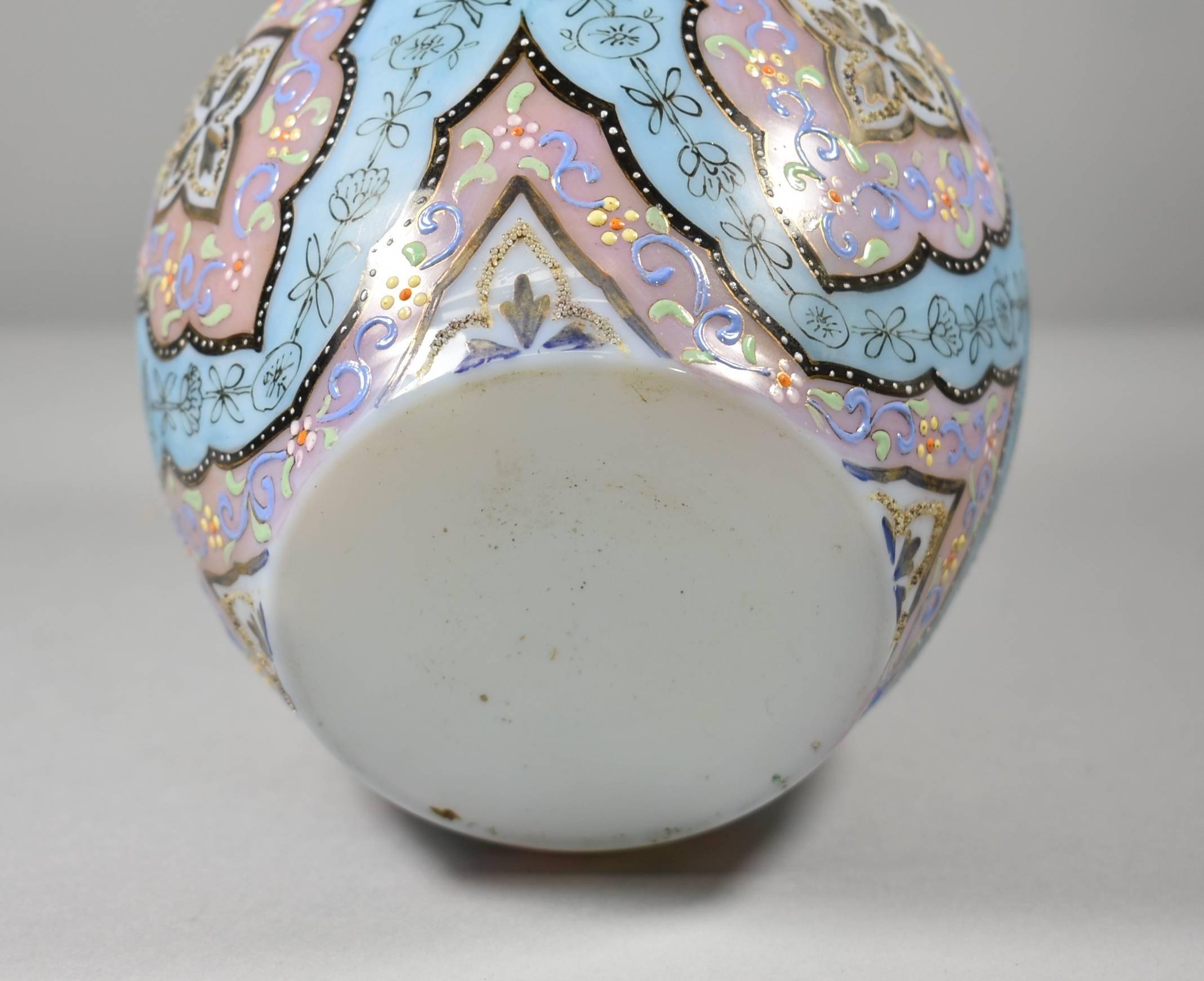 19th Century Webb Moroccan Pattern Orientalist Persian Enameled Art Glass Vase