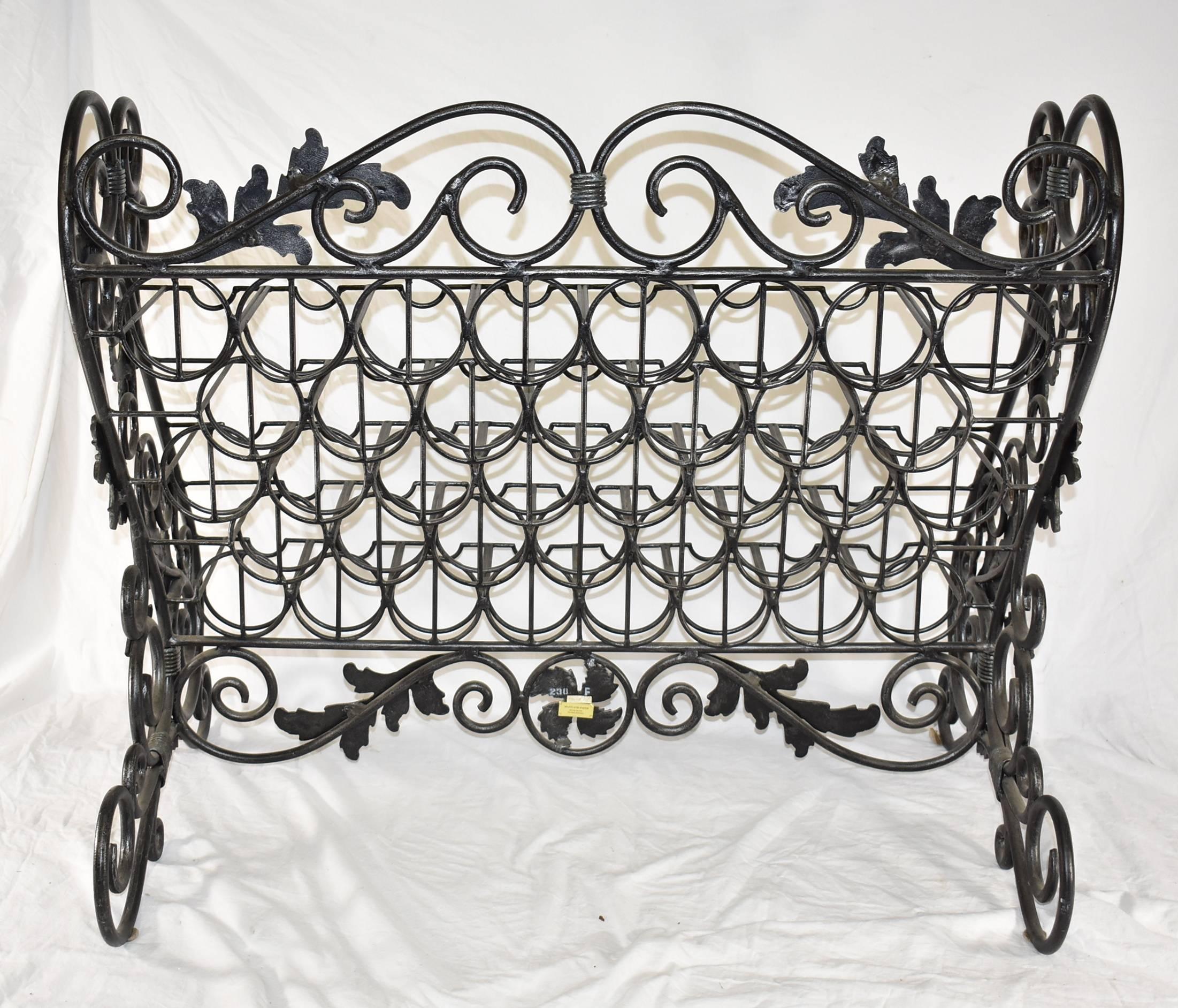 38 Bottle Iron Wine Rack in Verdigris Patina by Maitland-Smith For Sale 3