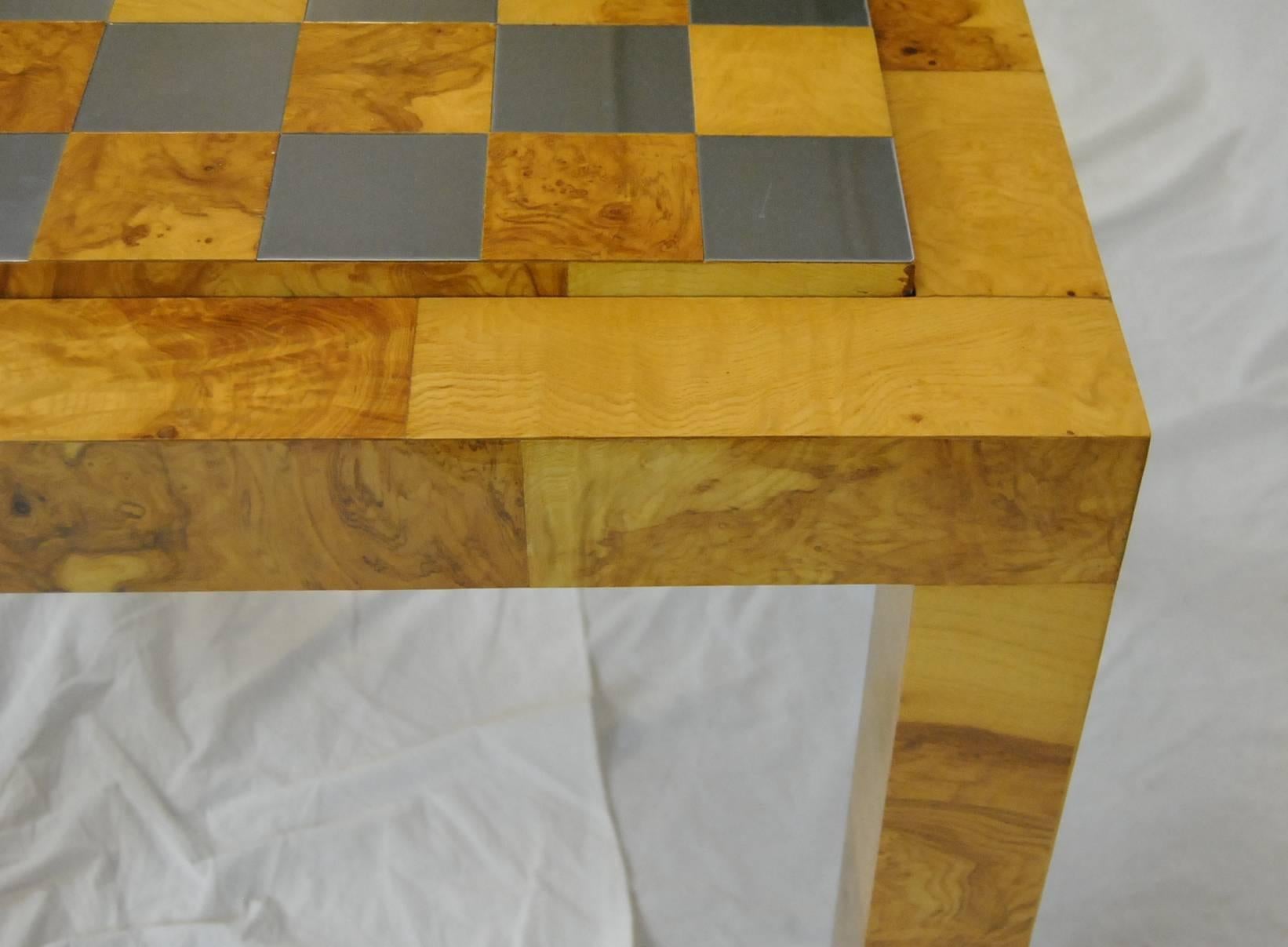 Patchwork Burl and Polished Brass Game Table by Paul Evans In Good Condition In Toledo, OH