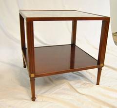 Pair of Cherry Lamp Side Tables with Mirrored Tops by Baker Furniture