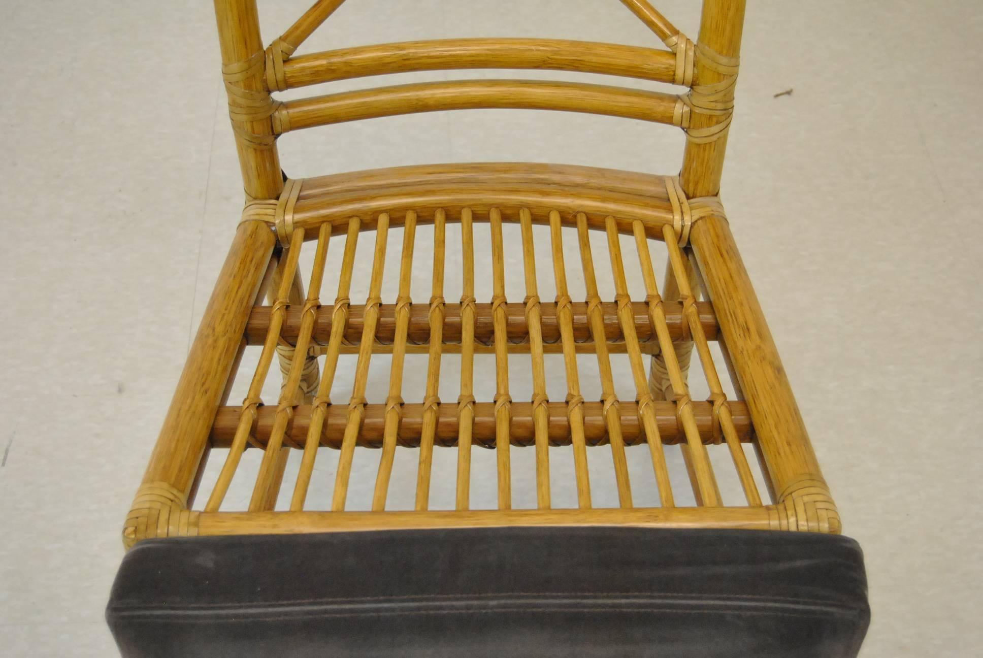 Set of Six Target Back Rattan Chairs by McGuire 1