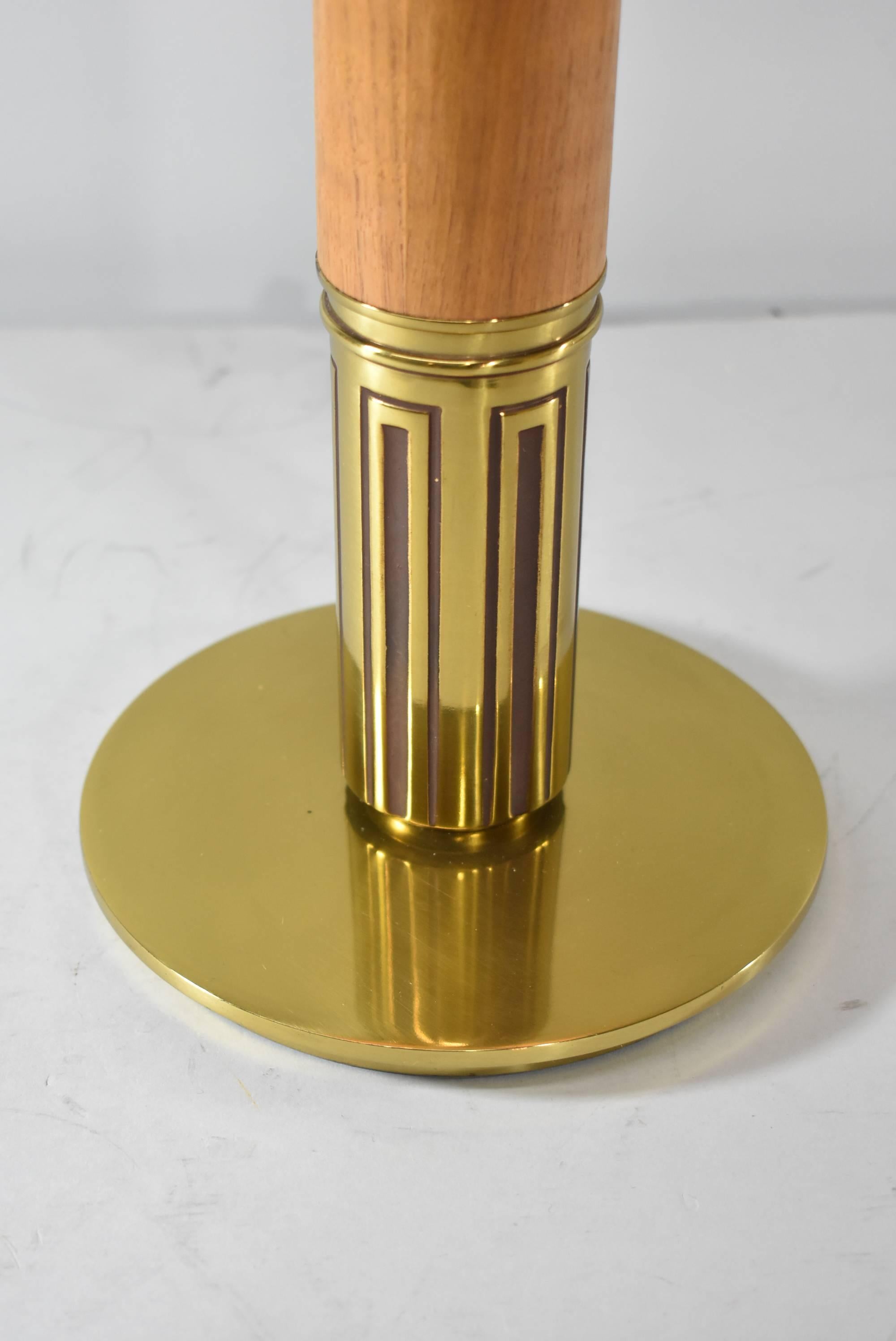 American Walnut and Brass Table Lamp Tommi Parzinger for Stiffel