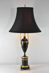 French Empire Black Urn Lamp with Bronze Mounts