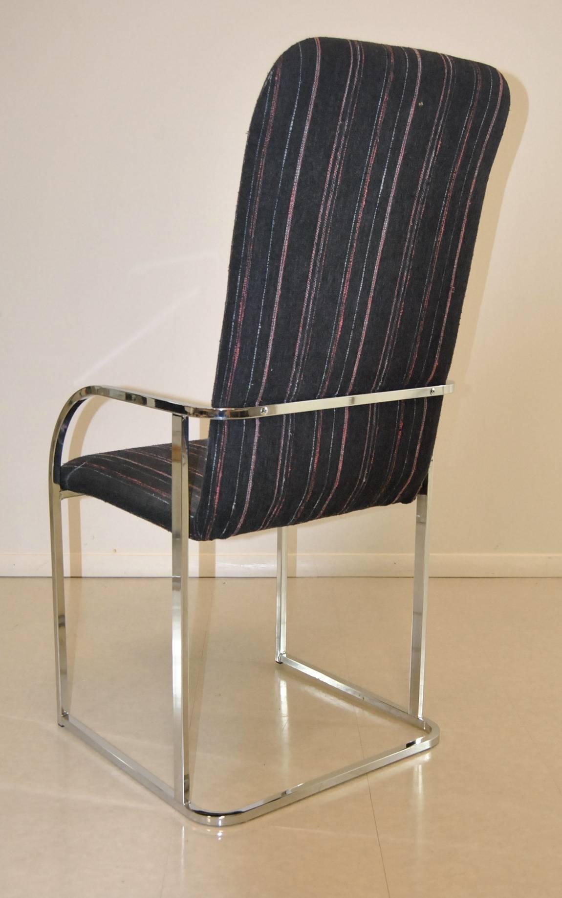 20th Century Set of Six Chrome Upholstered Dining Chairs by Design Institute of America