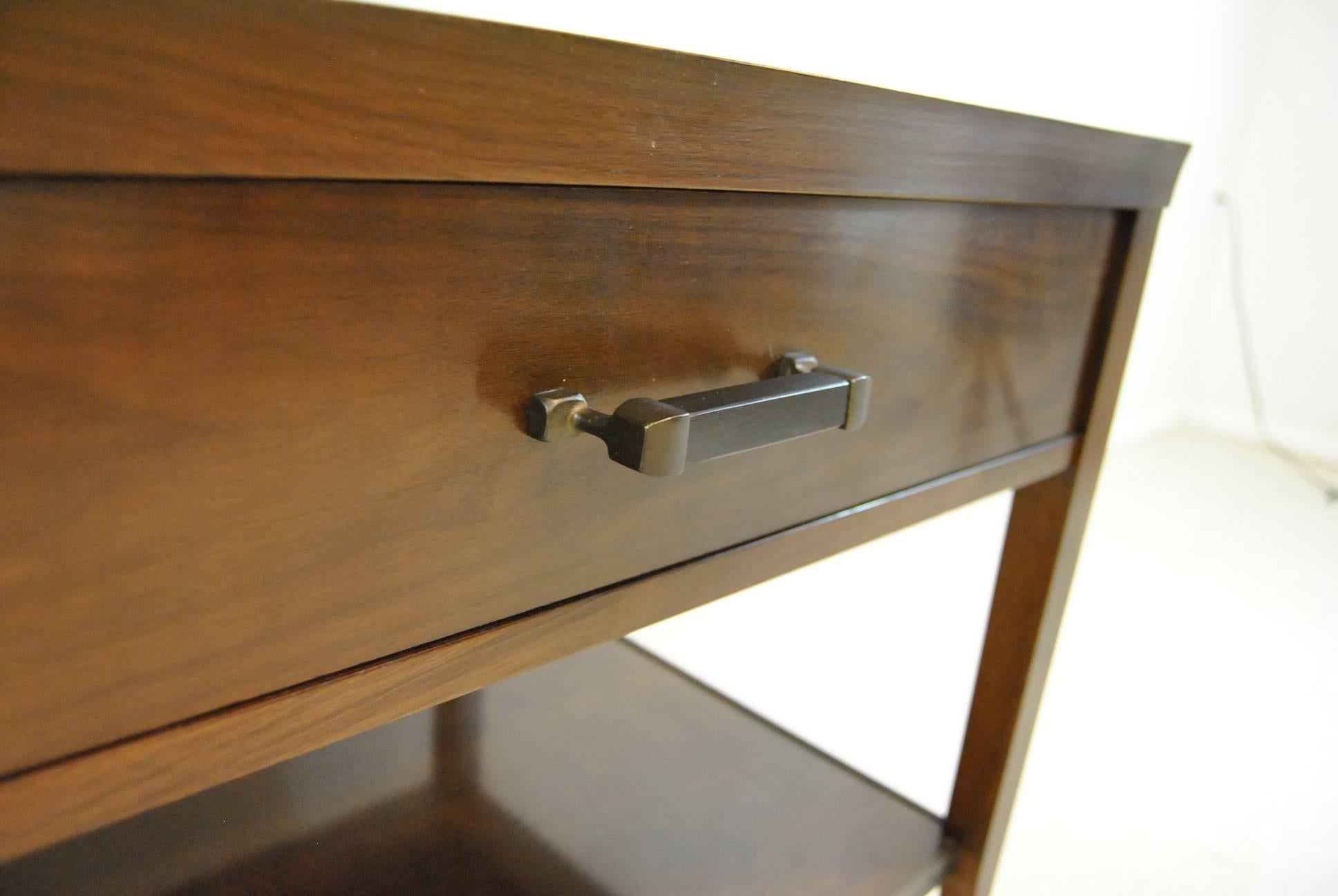 Modern Walnut Side End Table by Bill Sofield for Baker Furniture For Sale